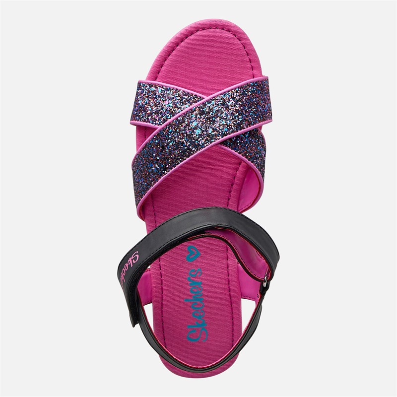 SKECHERS Girls Rockin' It Prism Steps Sandals Black/Metallic