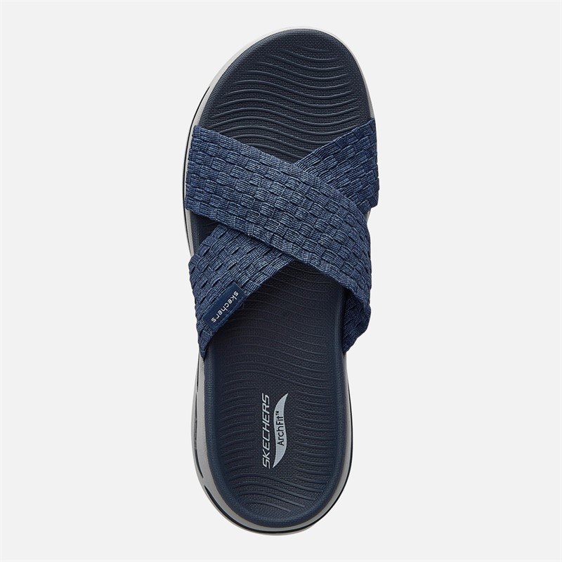 SKECHERS Womens Wondrous Go Walk Arch Fit Sandals Navy