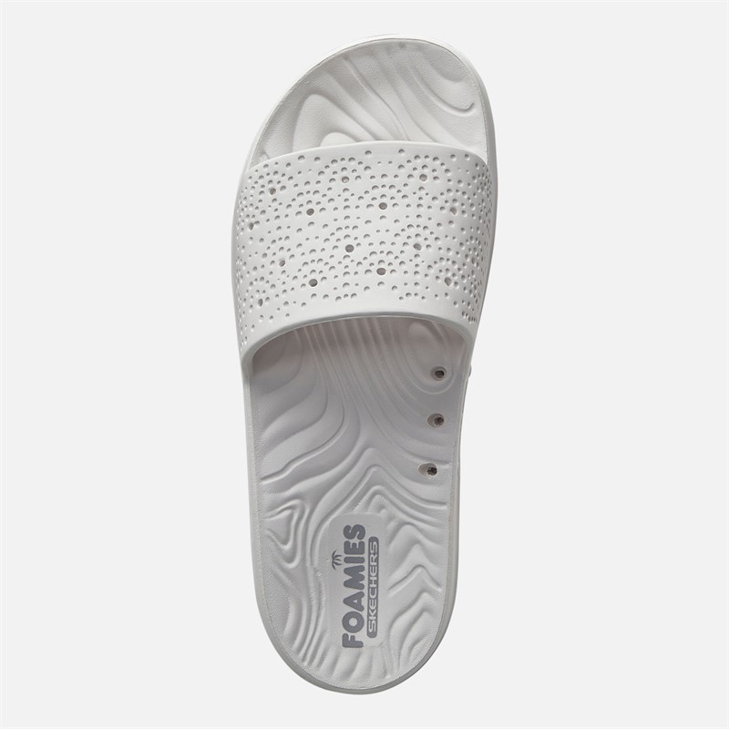 SKECHERS Womens Beachy Gleam Sliders White