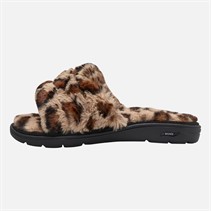 SKECHERS Womens Furreal Arch Fit Lounge Slippers Leopard