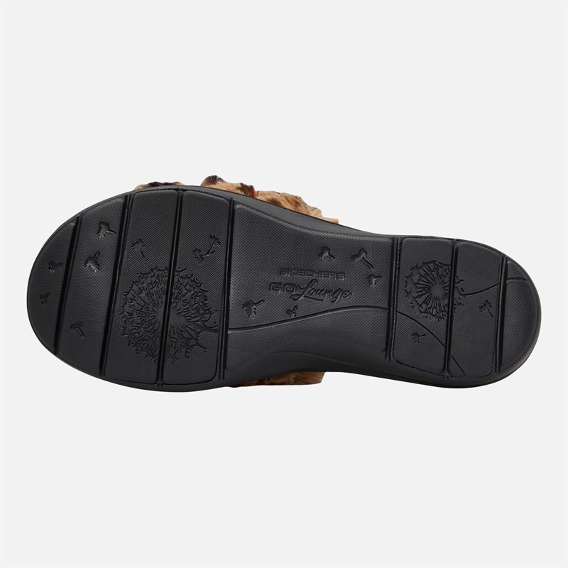 SKECHERS Womens Furreal Arch Fit Lounge Slippers Leopard