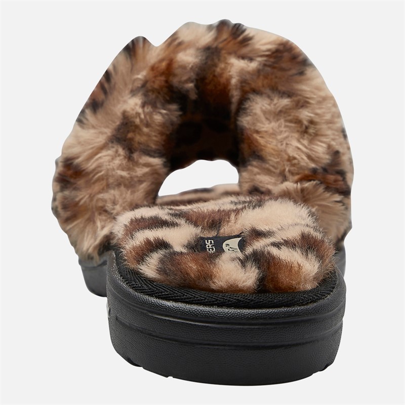 SKECHERS Womens Furreal Arch Fit Lounge Slippers Leopard