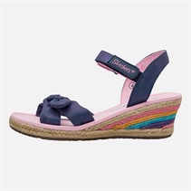 SKECHERS Girls Shimmer Bows Tikis Sandals Navy/Pink