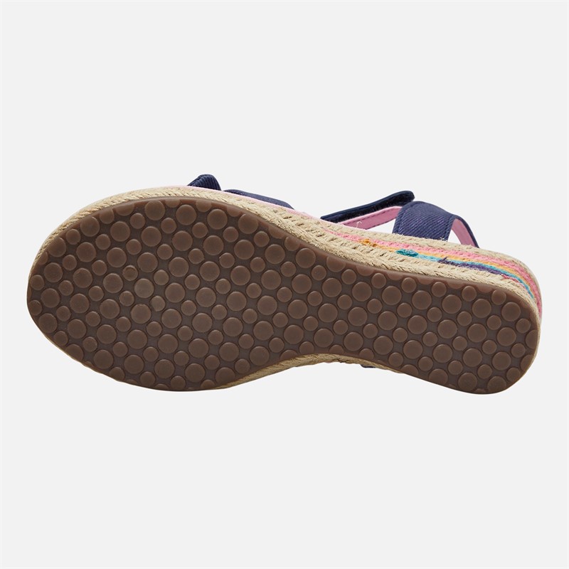 SKECHERS Girls Shimmer Bows Tikis Sandals Navy/Pink