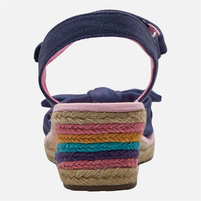 SKECHERS Girls Shimmer Bows Tikis Sandals Navy/Pink