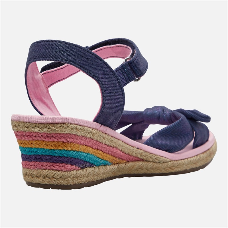 SKECHERS Girls Shimmer Bows Tikis Sandals Navy/Pink