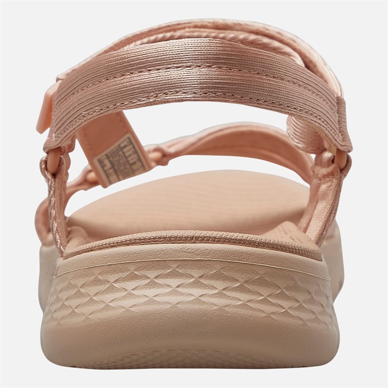 SKECHERS Womens Chic Go Walk Flex Sandals Rose Gold Metallic