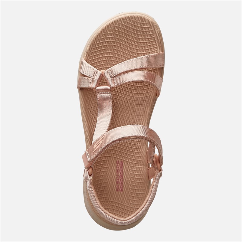 SKECHERS Womens Chic Go Walk Flex Sandals Rose Gold Metallic