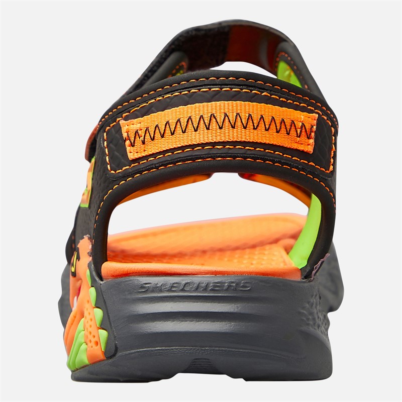 SKECHERS Boys Splash Creature Sandals Black/Orange