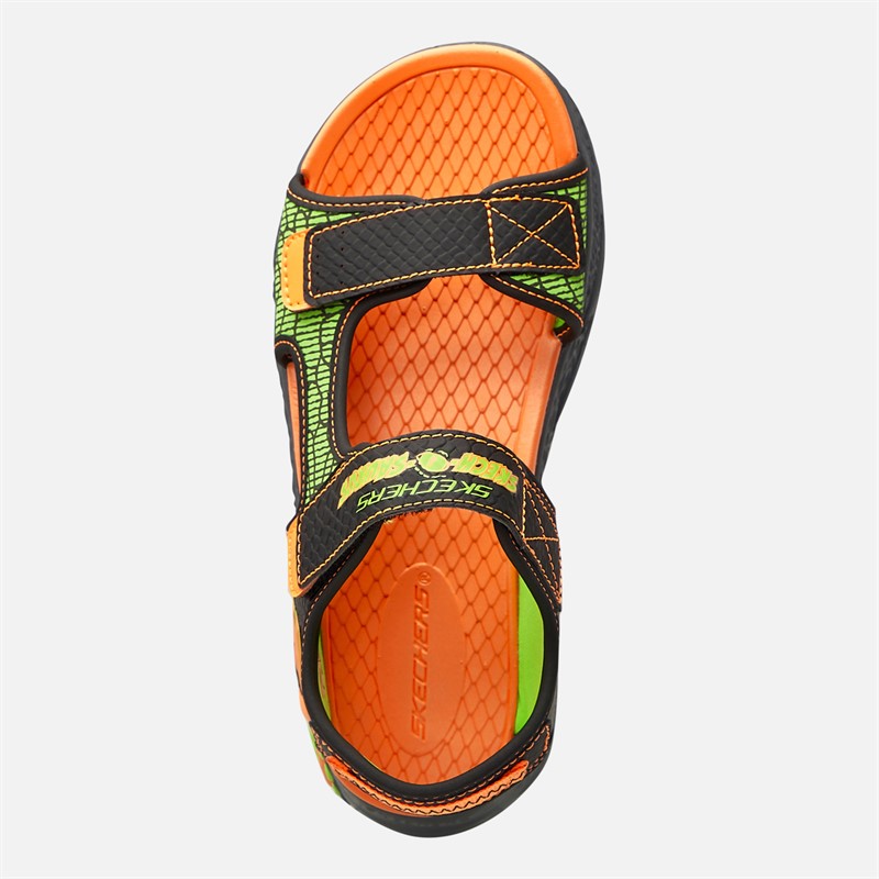 SKECHERS Boys Splash Creature Sandals Black/Orange