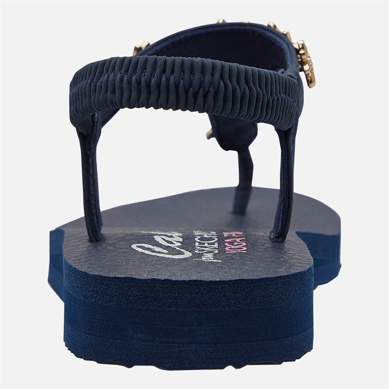 SKECHERS Womens Happy Daisies Meditation Sandals Navy Metallic