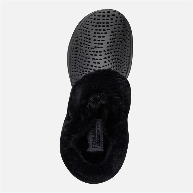 SKECHERS Womens Go Walk 5 Cozy Embrace Slippers Black/Black