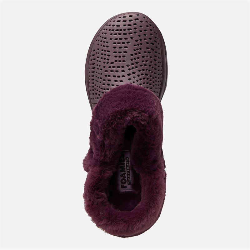 SKECHERS Womens Go Walk 5 Cozy Embrace Slippers Burgundy