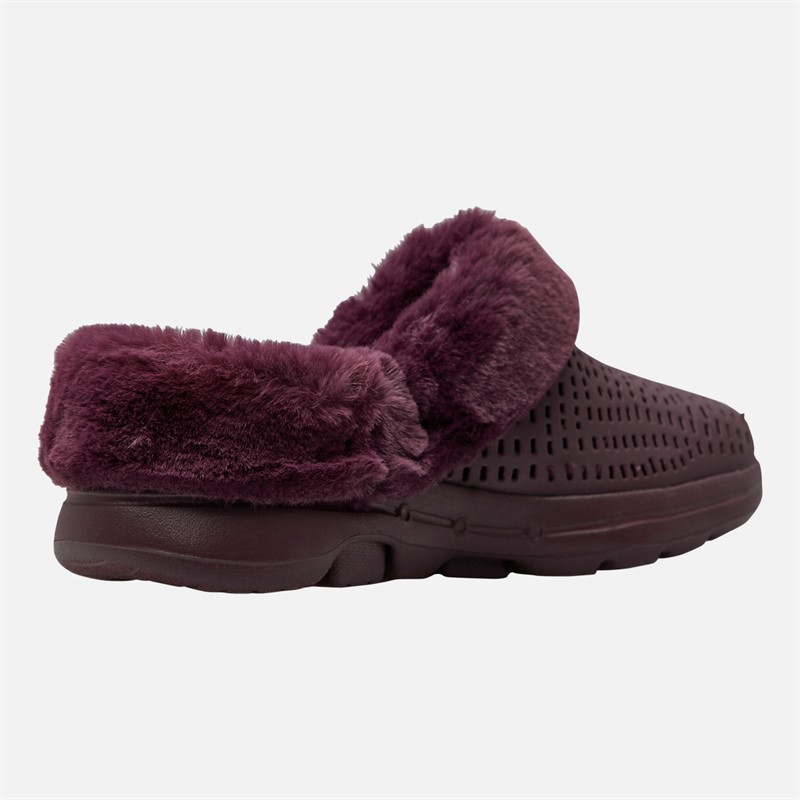 SKECHERS Womens Go Walk 5 Cozy Embrace Slippers Burgundy