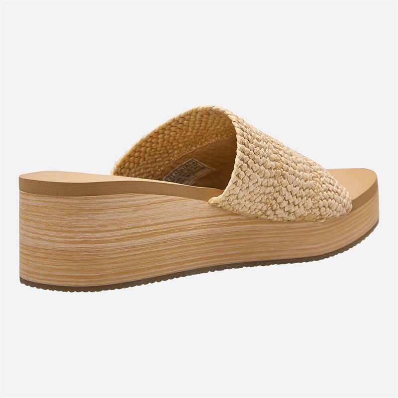 SKECHERS Womens Summer Salt Spray Wedge Comfort Sandals Natural