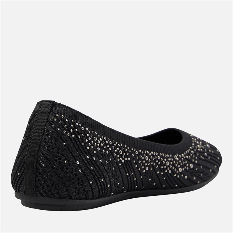 SKECHERS Womens Cleo 2.0 Glitzy Daze Ballet Flats Black
