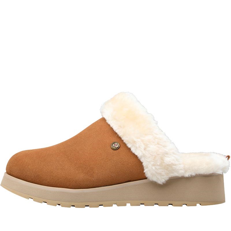 SKECHERS Womens Keepsakes High Snow Magic Slippers Chestnut