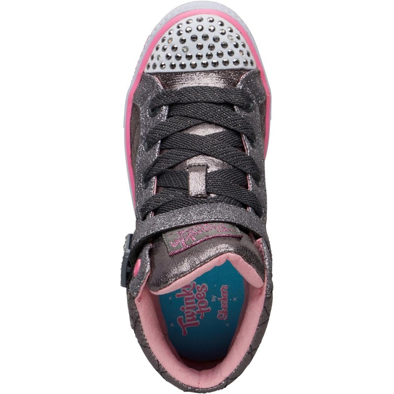 SKECHERS Girls Twinkle Toes Hi Tops Gun Metal SKECHERS Girls Twinkle Toes Hi Tops Gun Metal
