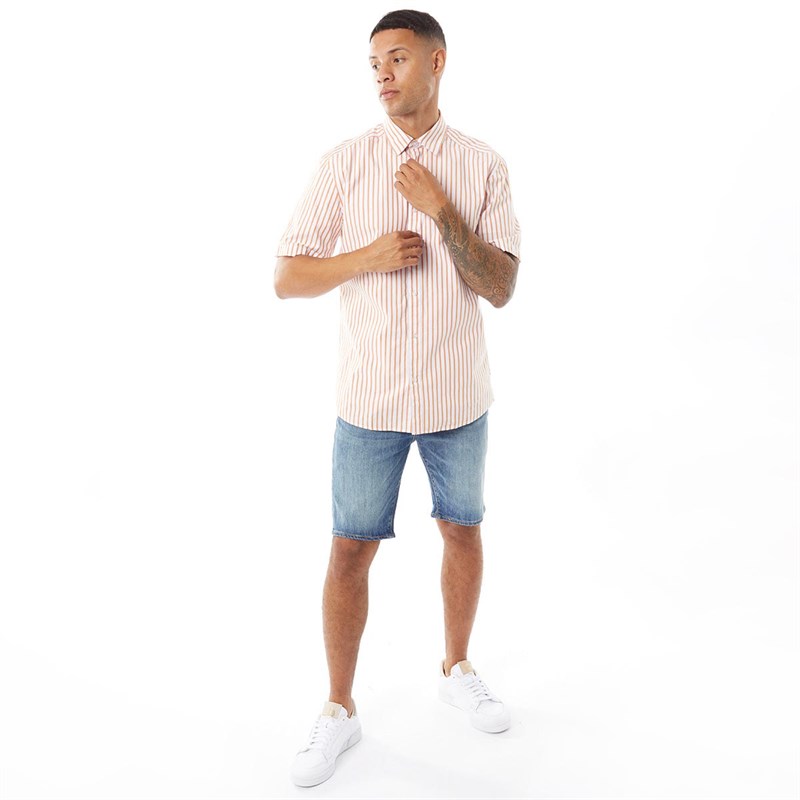 ONLY & SONS Mens Cape Short Sleeve Shirt Star White/Marmalade