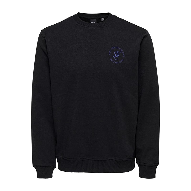 ONLY & SONS Herre Tendedd Regic Ram RKY Logo Cans668 SWT Sweatshirts Sort