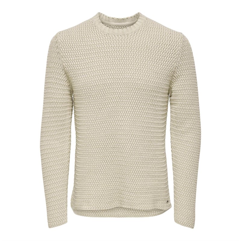 ONLY & SONS Pulls Onshenry Life Reg 3 Struc Homme Ecru