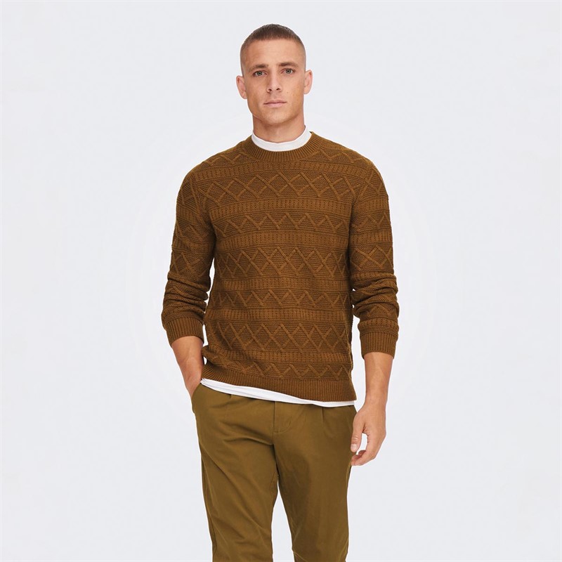 ONLY & SONS Herre Onswade Reg 5 Struc Trøjer Brun