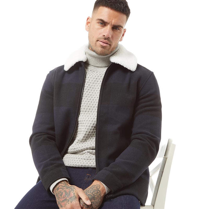 ONLY & SONS Vestes Onsron Check OTW Homme Bleu Marine