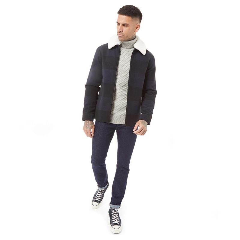 ONLY & SONS Vestes Onsron Check OTW Homme Bleu Marine