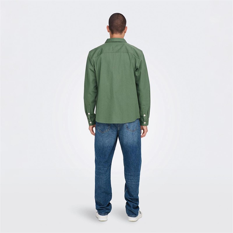 ONLY & SONS Heren Overhemden met lange mouwen Groen