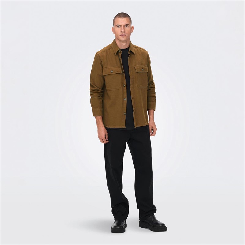 ONLY & SONS Herre Langærmet shirts Varm Brun