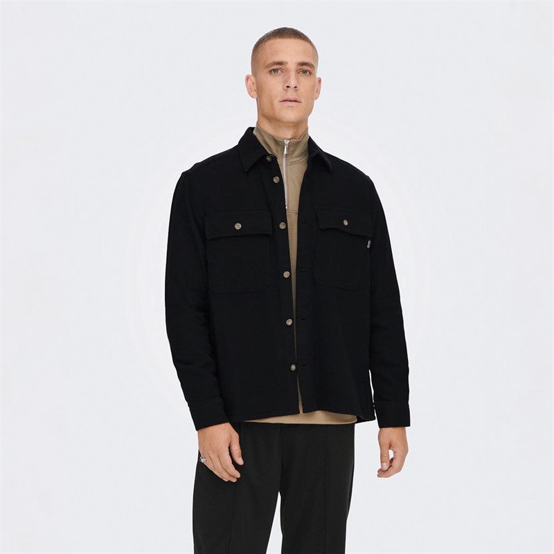 ONLY & SONS Chemises à Manches Longues Homme Noir