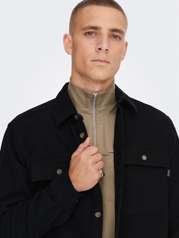 ONLY & SONS Chemises à Manches Longues Homme Noir