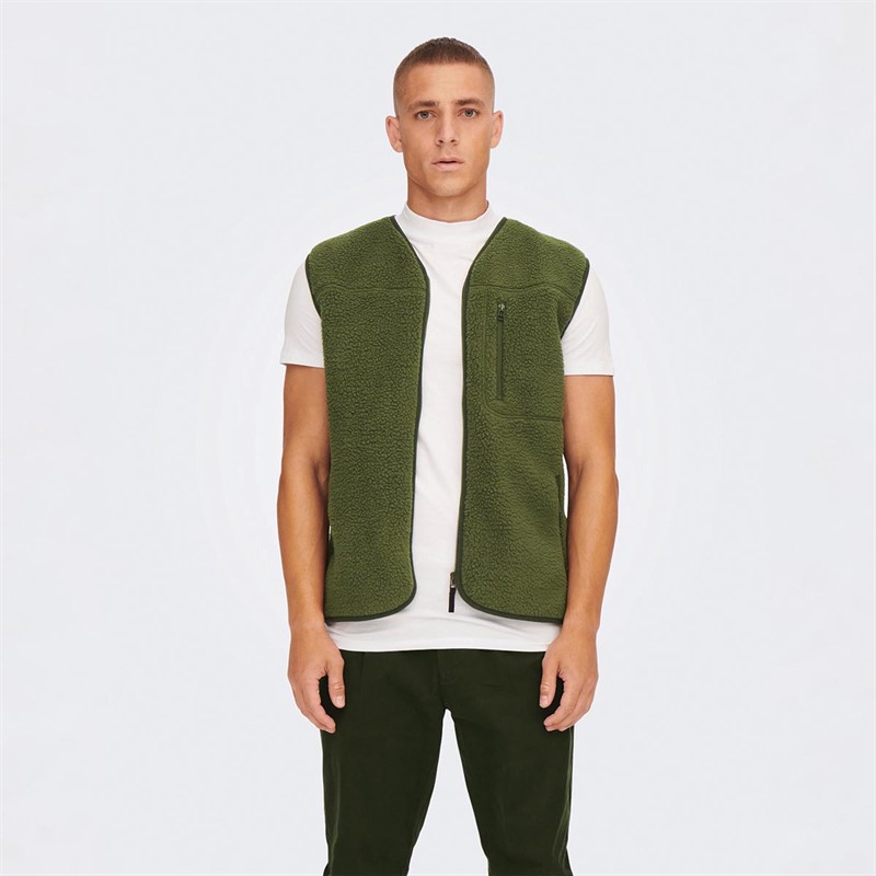 ONLY & SONS Vestes sans Manches OTW Homme Vert Olive