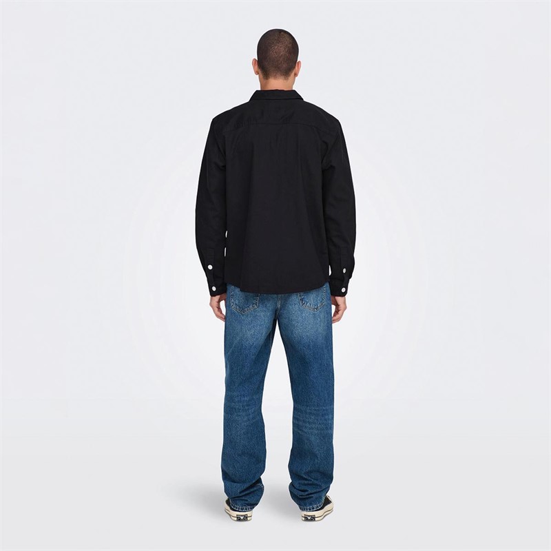 ONLY & SONS Heren Overhemden met lange mouwen Zwart