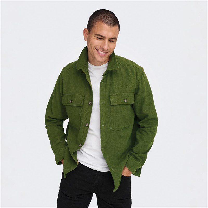 ONLY & SONS Chemises à Manches Longues Homme Vert