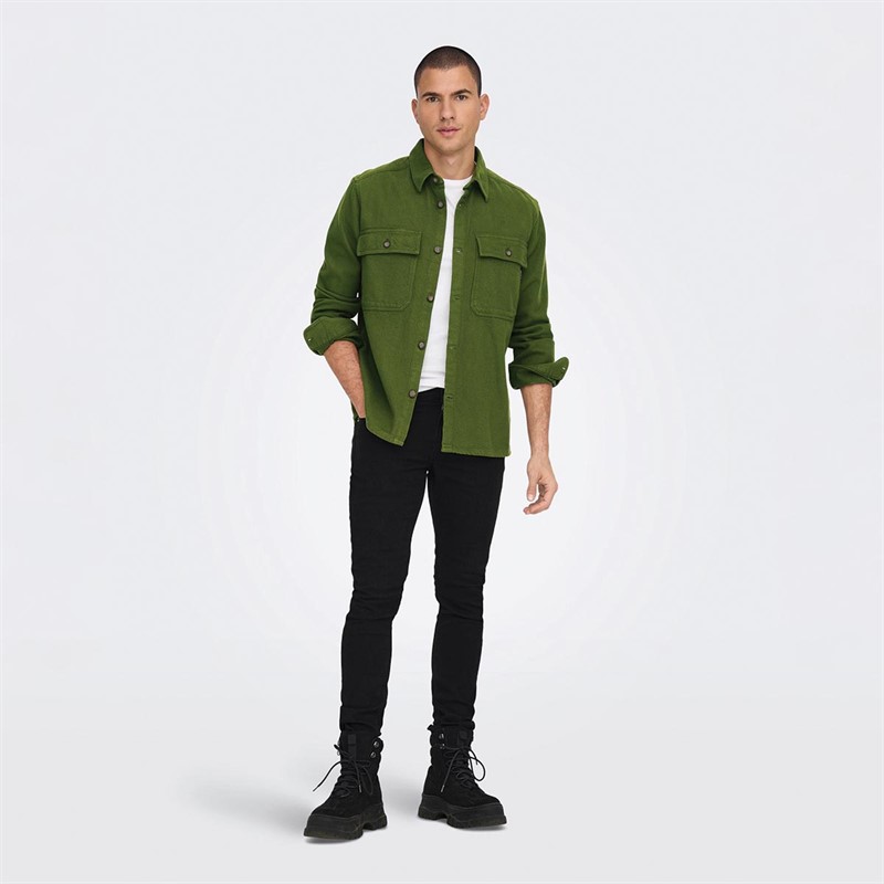 ONLY & SONS Chemises à Manches Longues Homme Vert