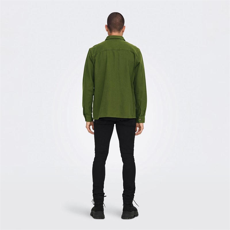 ONLY & SONS Chemises à Manches Longues Homme Vert