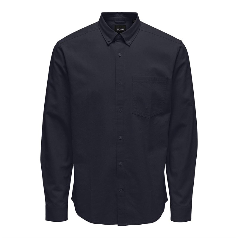 ONLY & SONS Heren Overhemden met lange mouwen Donker Marineblauw