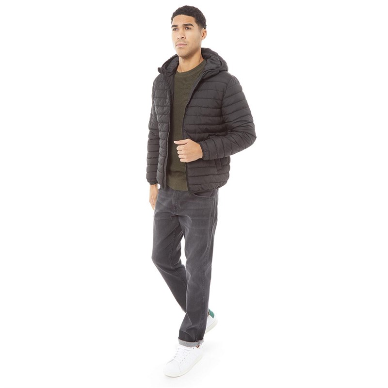 ONLY & SONS Mens Brad Quilted Hooded Jacket Black