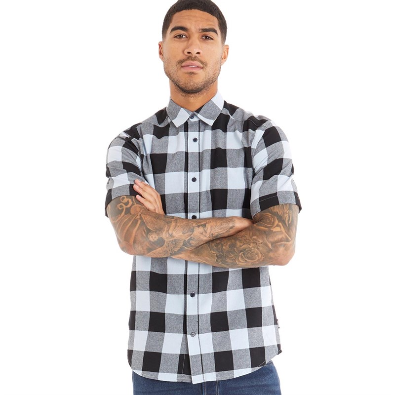 ONLY & SONS Mens Short Sleeve Check Shirt Navy