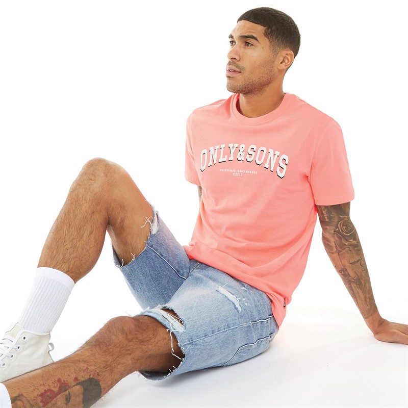 ONLY & SONS Męskie Cruff T-shirty Jasny Różowy