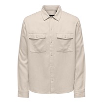 ONLY & SONS Heren Kari Overhemden met lange mouwen Ecru