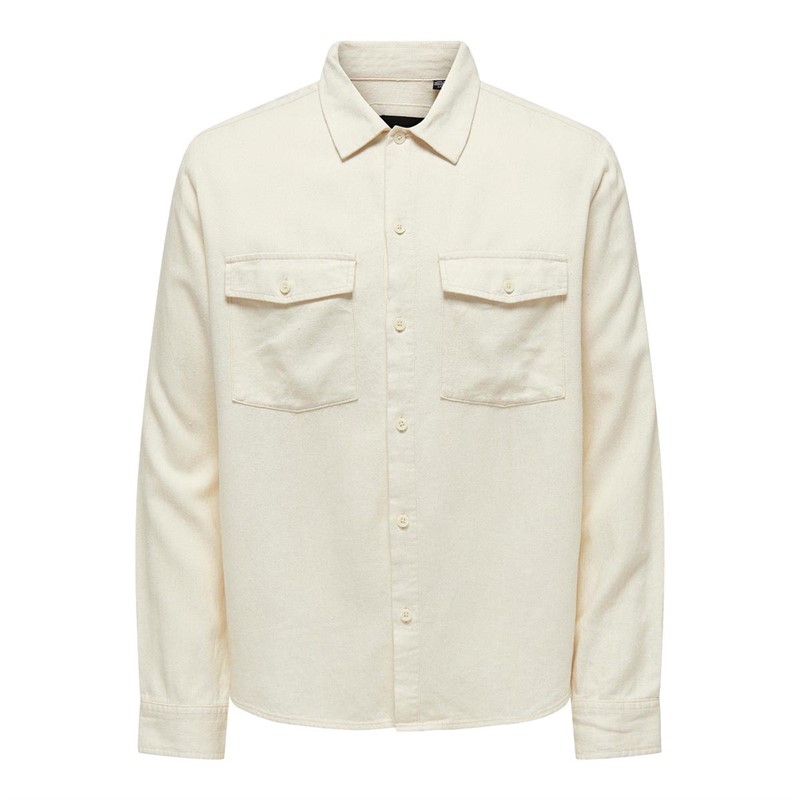 ONLY & SONS Heren Kari Overhemden met lange mouwen Wit