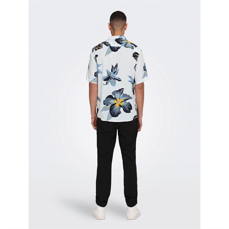 ONLY & SONS Chemises à Manches Courtes Dan Life Homme Blanc