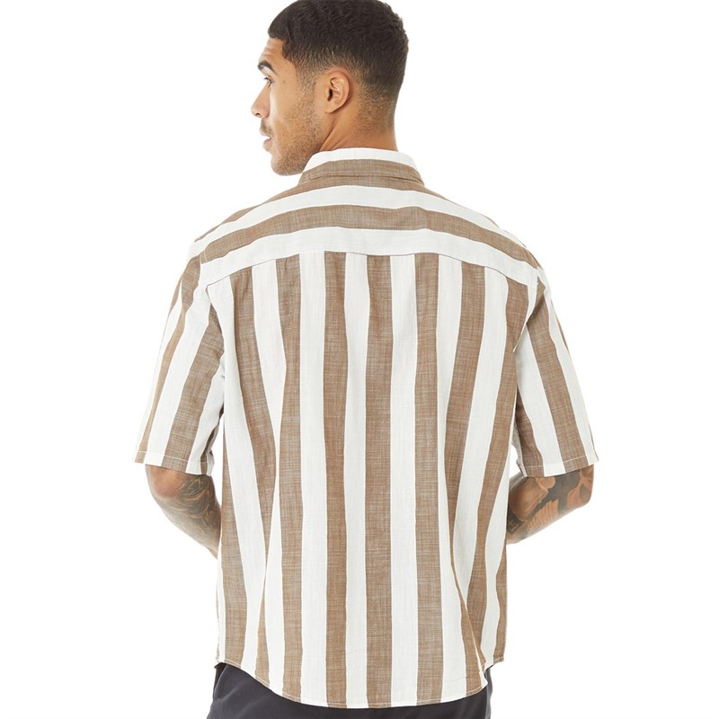 ONLY & SONS Mens Tes Stripe Short Sleeve Shirt Teak