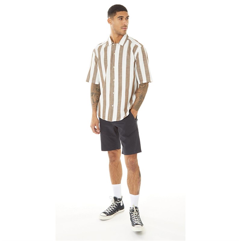 ONLY & SONS Mens Tes Stripe Short Sleeve Shirt Teak