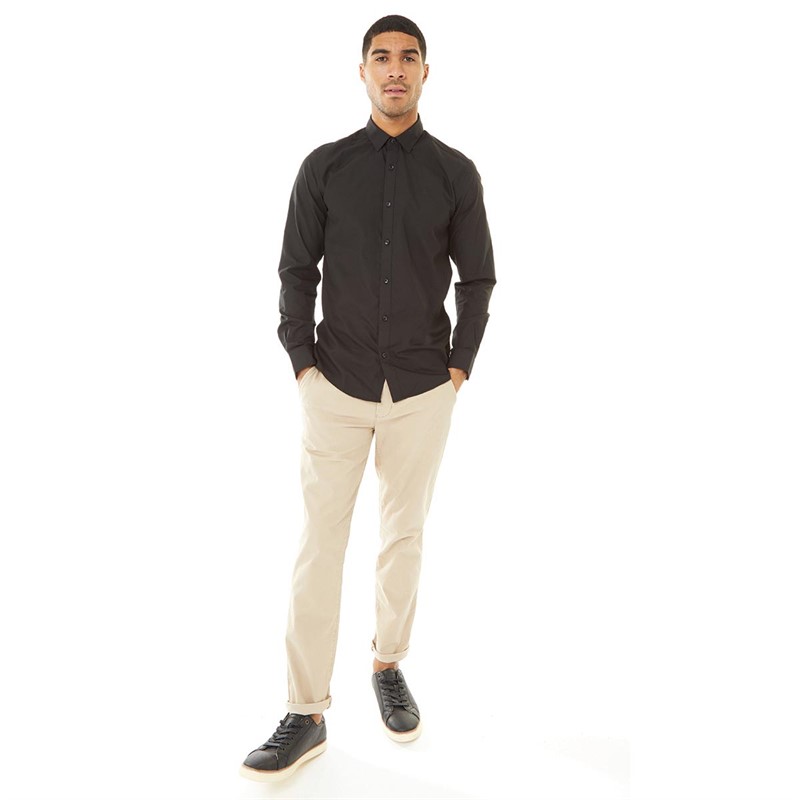 ONLY & SONS Mens Sane Long Sleeve Poplin Shirt Black