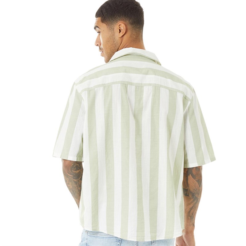 ONLY & SONS Mens Tes Stripe Short Sleeve Shirt Swamp