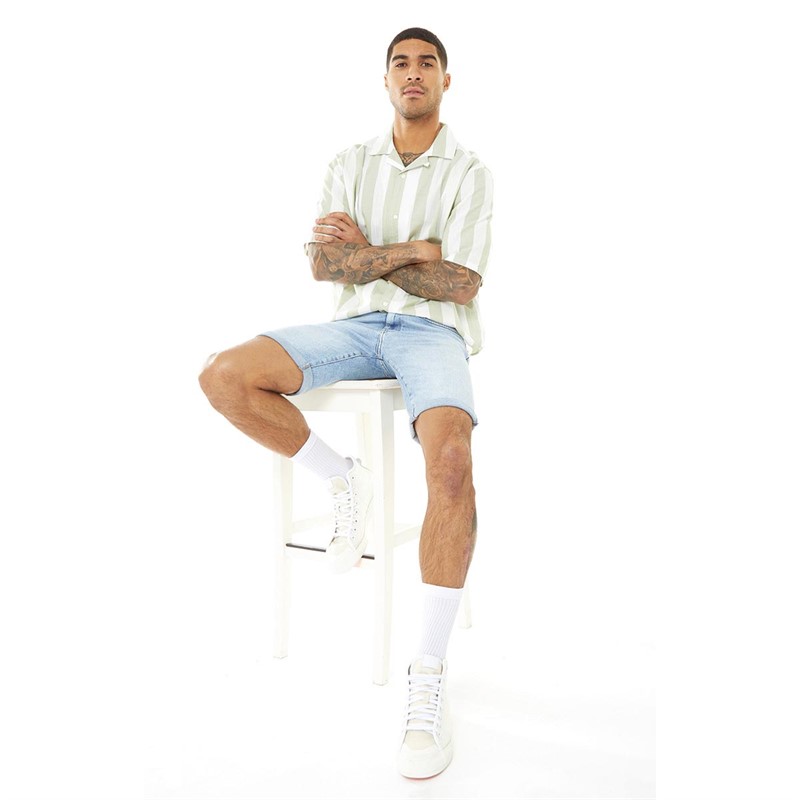 ONLY & SONS Mens Tes Stripe Short Sleeve Shirt Swamp