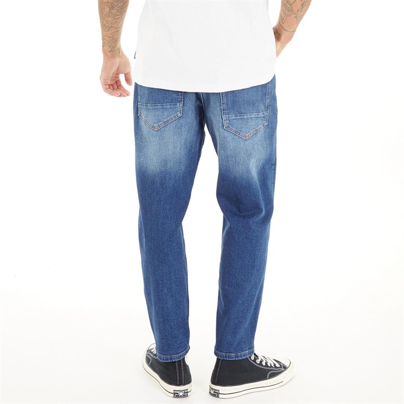 ONLY & SONS Mens Avi Cropped Jeans Dark Blue Denim